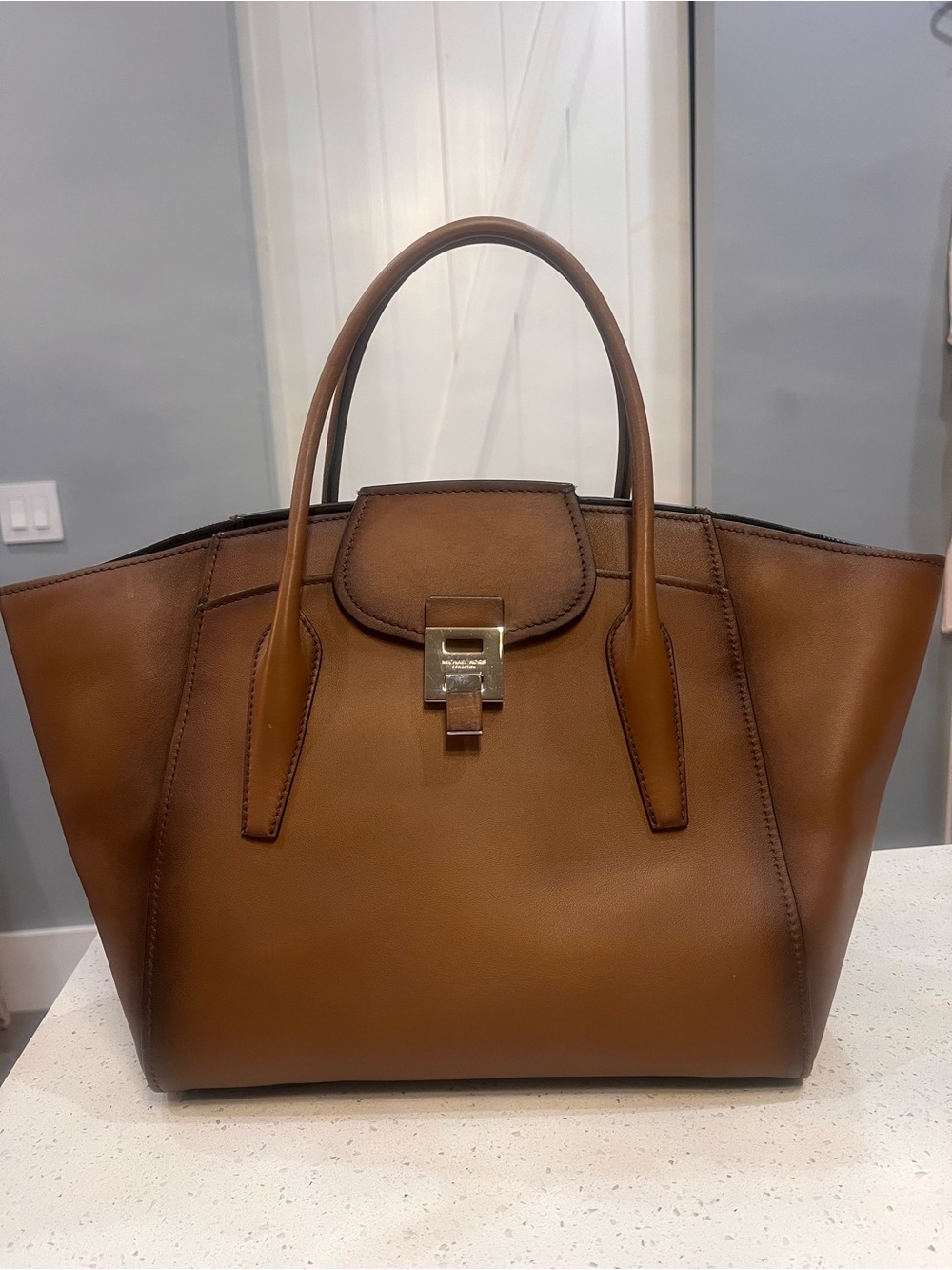 Michael Kors Brown Leather Tote with Top Handles